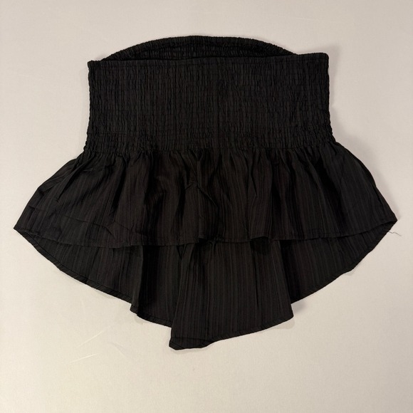 Black Smocked Ruffle High Low Mini Skirt Women's Plus Size 2XL - Picture 1 of 3